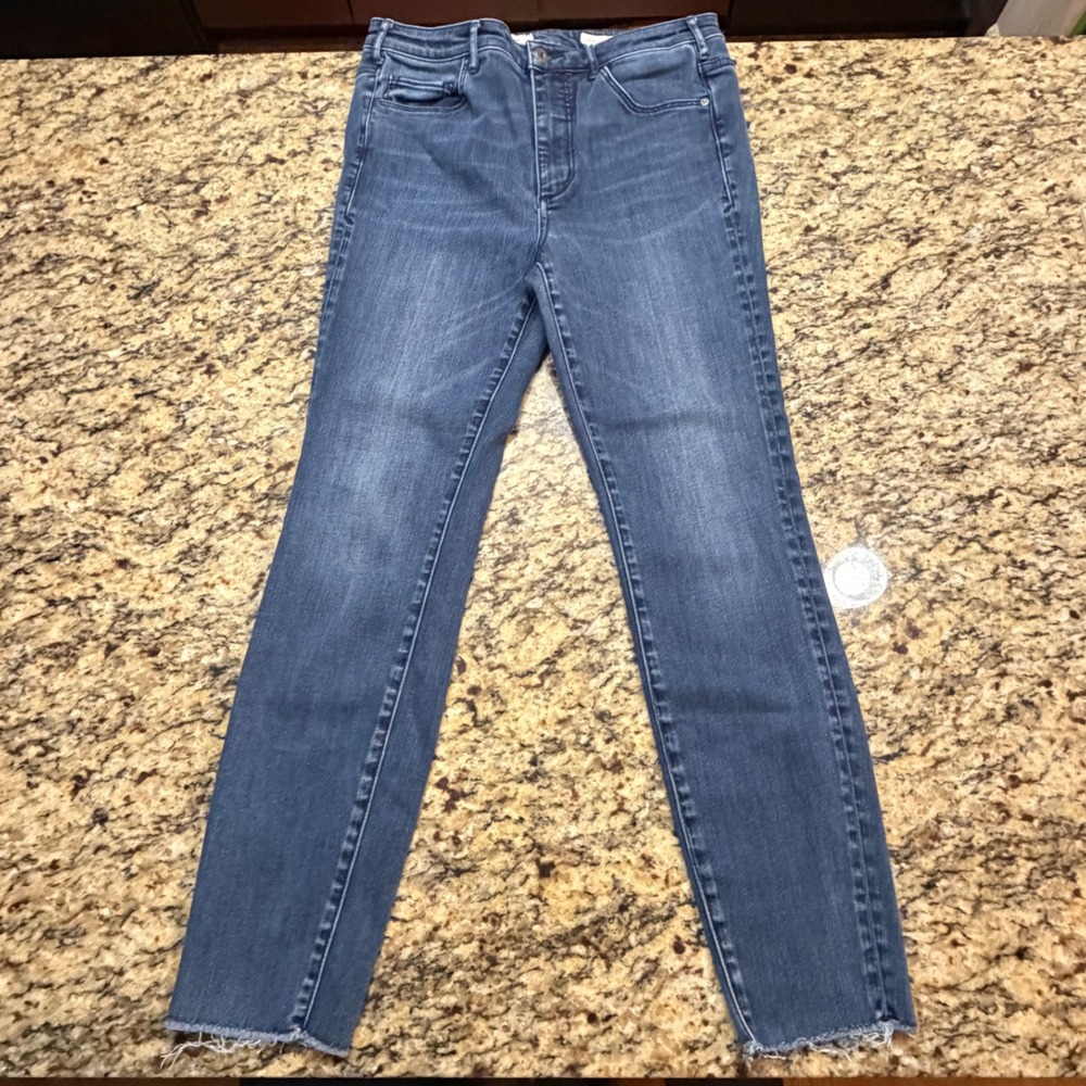 Pilcro and the Letterpress Ultra High-Rise Skinny Jeans Blue Raw Hem Size 30 ws